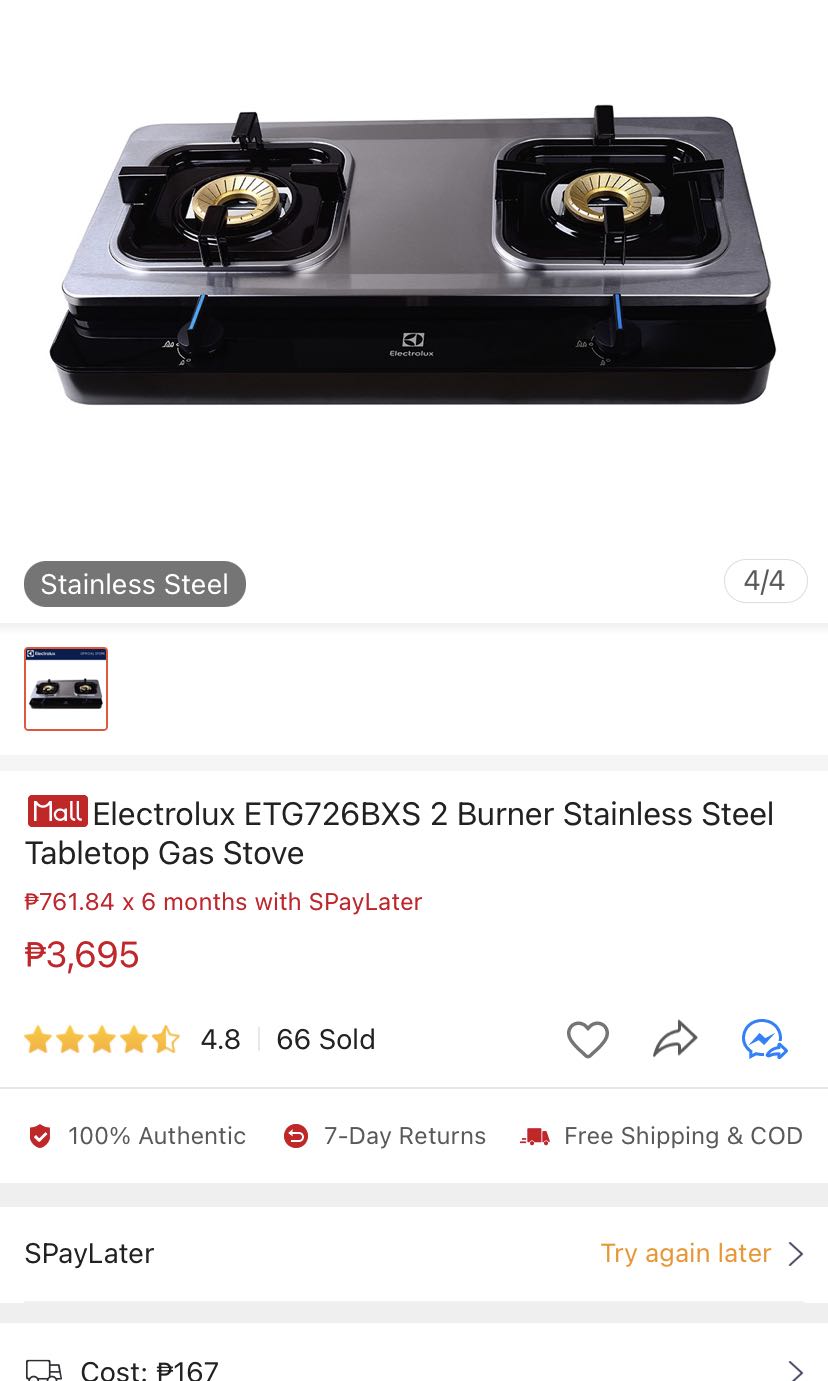 Electrolux 2 burner Gas Stove Stainless on Carousell