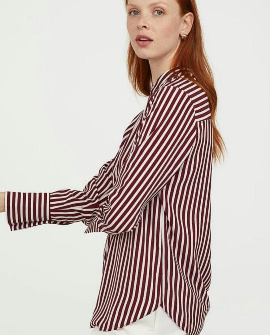 burgundy striped shirt womens