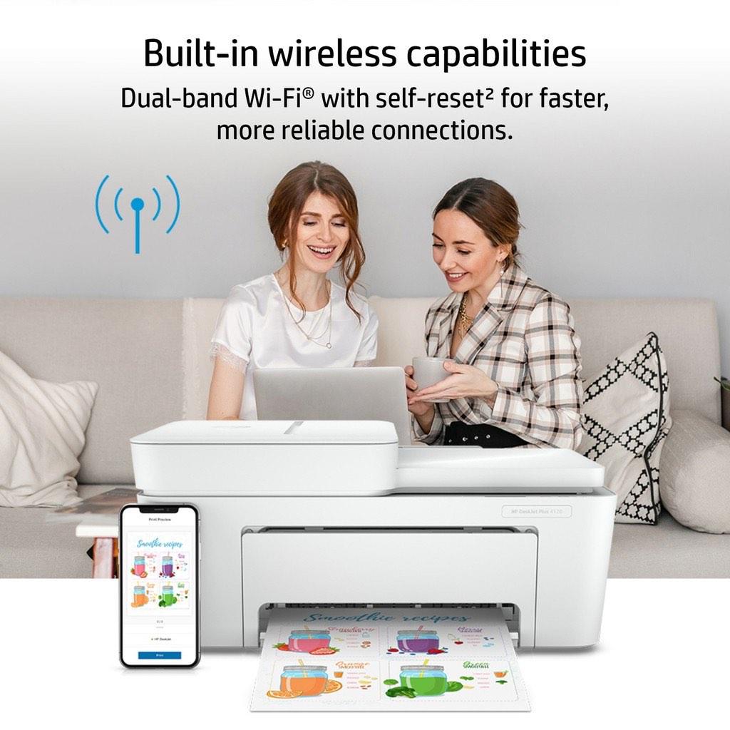 HP DeskJet Plus 4120 AllinOne Wireless Color Inkjet Printer / Print