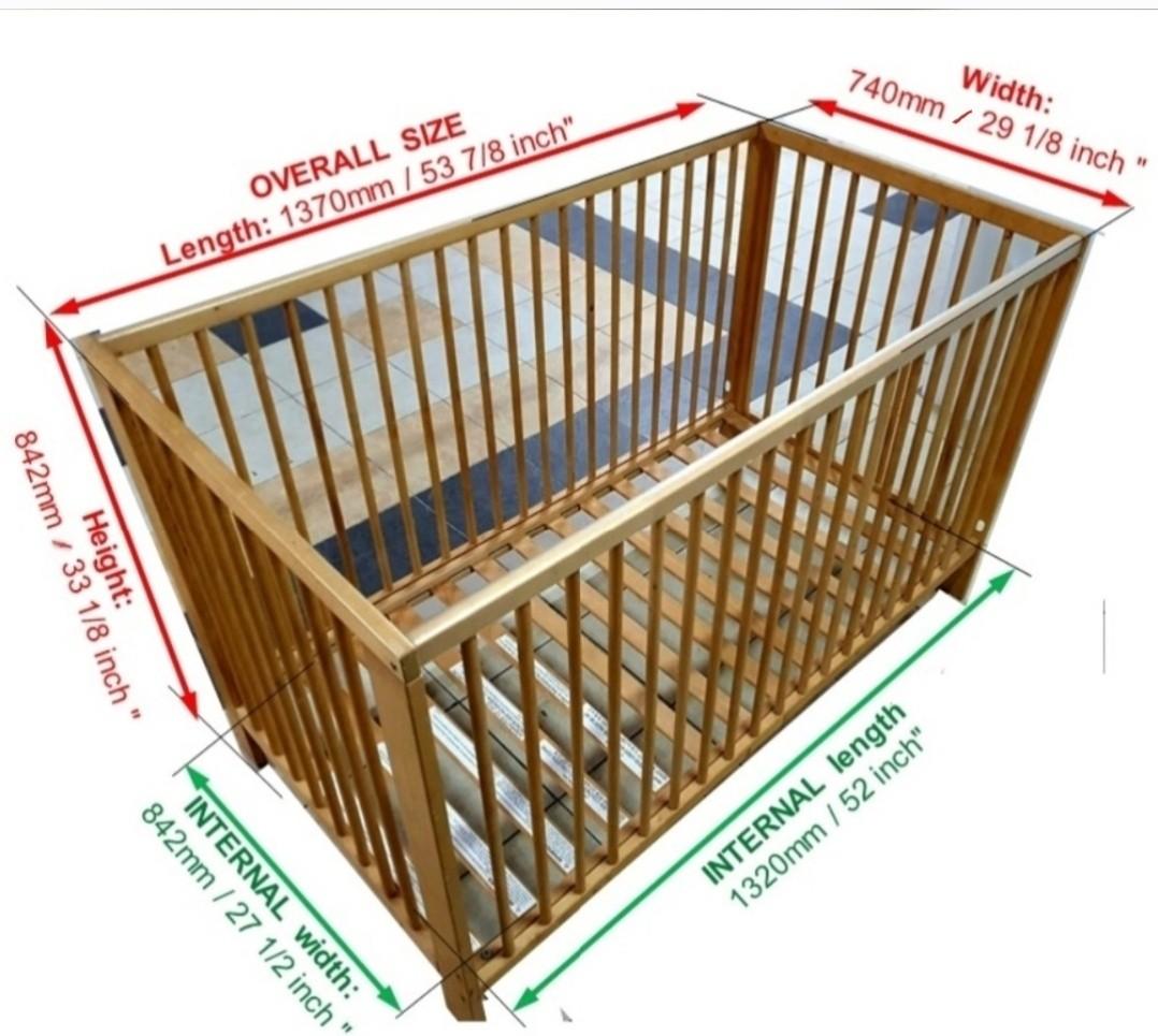IKEA GULLIVER Baby Crib / Cot, solid beech wood 2 heights option for