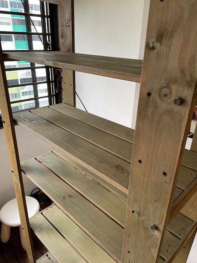 Ikea wooden shelf green tiered shelves, Furniture & Home Living