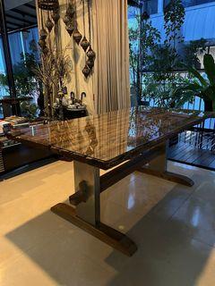 Imported Customised Driftwood Dinning table with tampered glass top.
