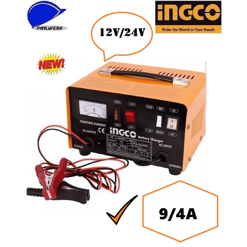 INGCO Battery Charger 12v/24v 9/4A INGCB1601, Commercial & Industrial