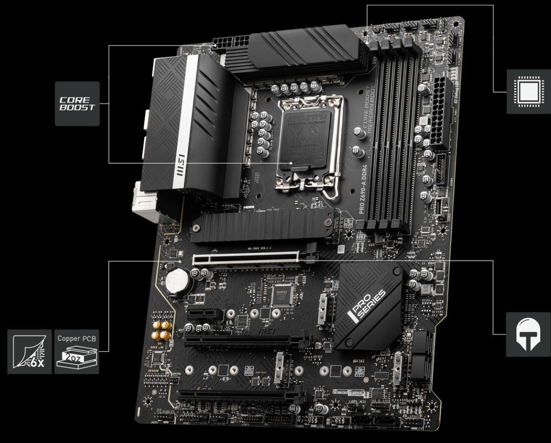 Intel 12th Gen MSI PRO Z690-P DDR4 LG1700 ATX Form Factor Motherboard ...