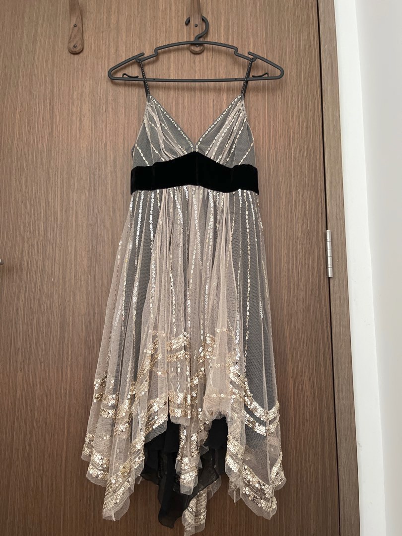 Karen Millen gold sequin tulle dress