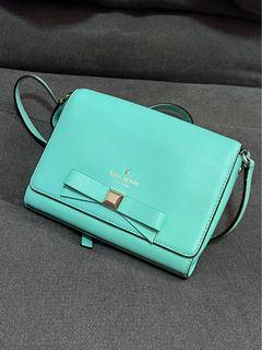 Kate Spade teal/ Robin's egg blue shoulder purse with matching zip around  wallet