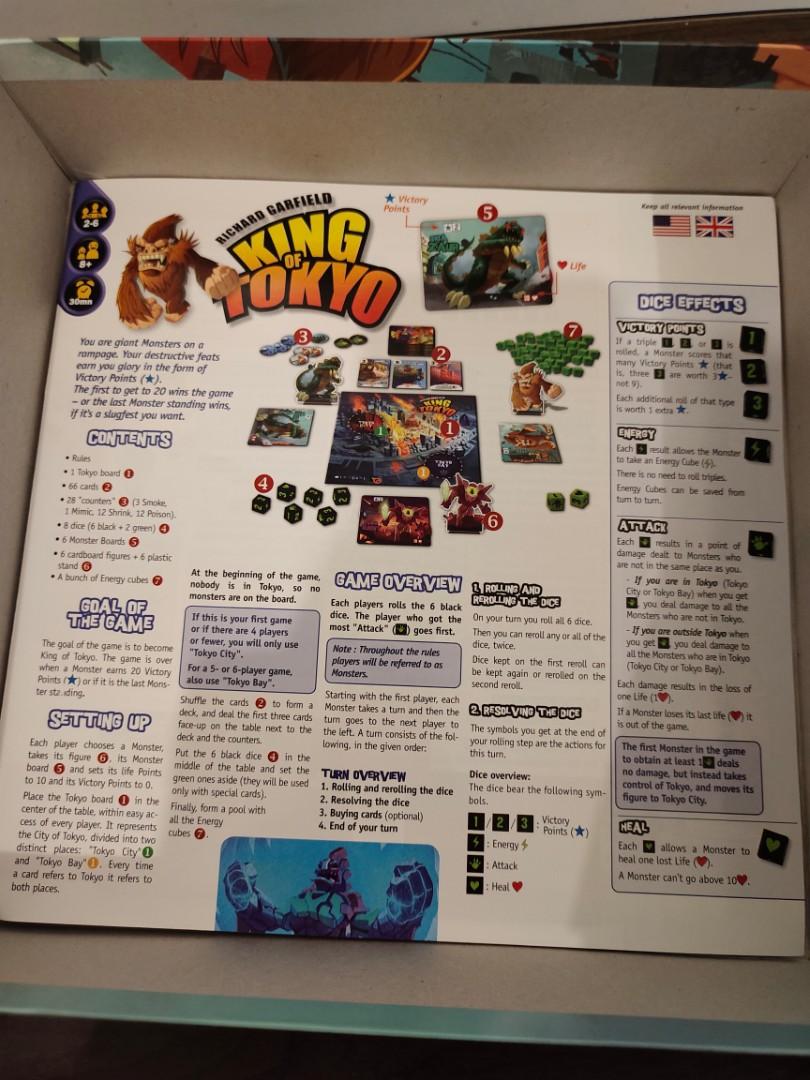 King of Tokyo w/ Expansion Bundle (Tabletop/Board game), Hobbies & Toys