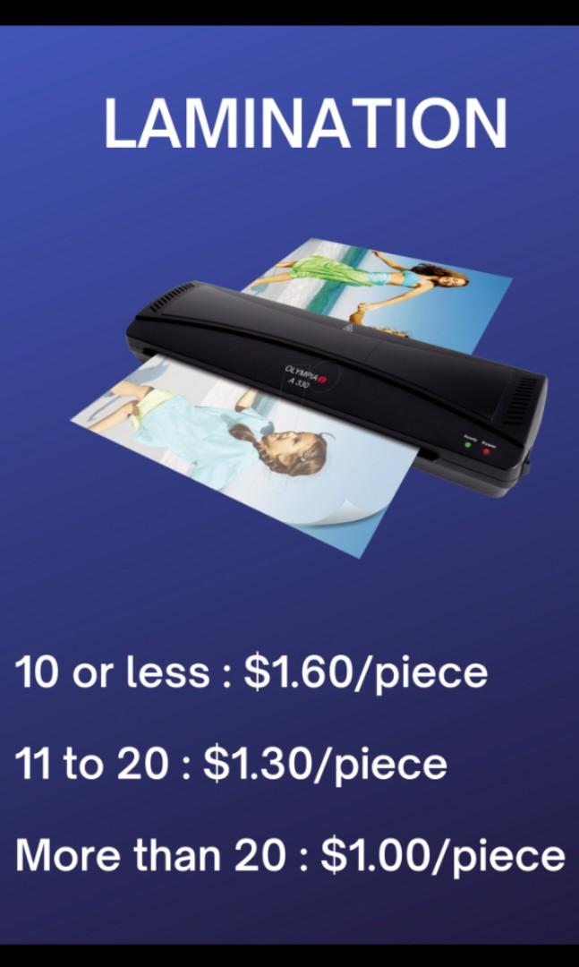 Laminating Services with printing included, Business Services, Printing, Design & Marketing on