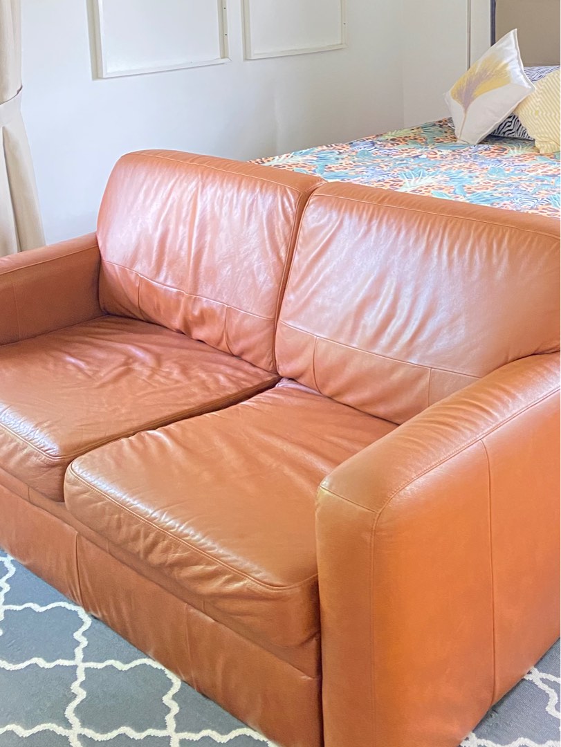 Leather sofa bed, Furniture & Home Living, Furniture, Sofas on Carousell