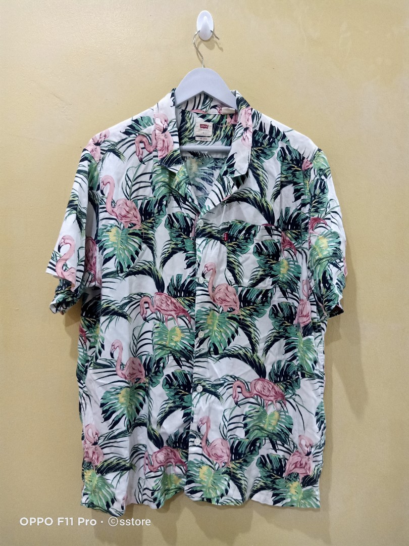Levi's Flamingo Leaf Cubano Hawaiian Shirt, Men's Fashion, Tops & Sets,  Tshirts & Polo Shirts on Carousell