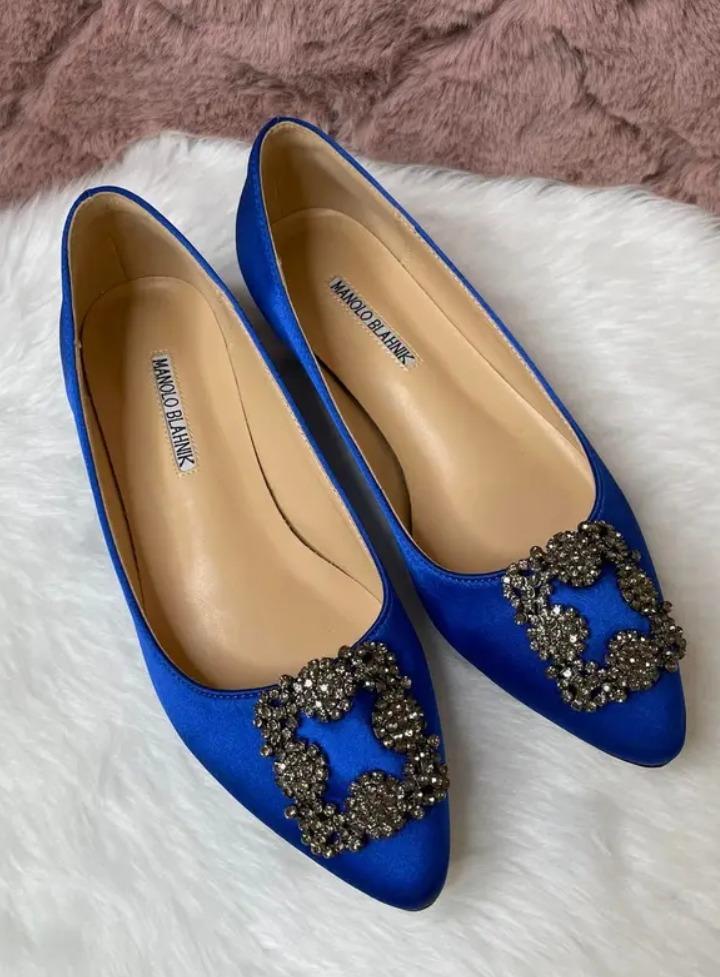 Manolo blahnik hangisi flats blue outlet
