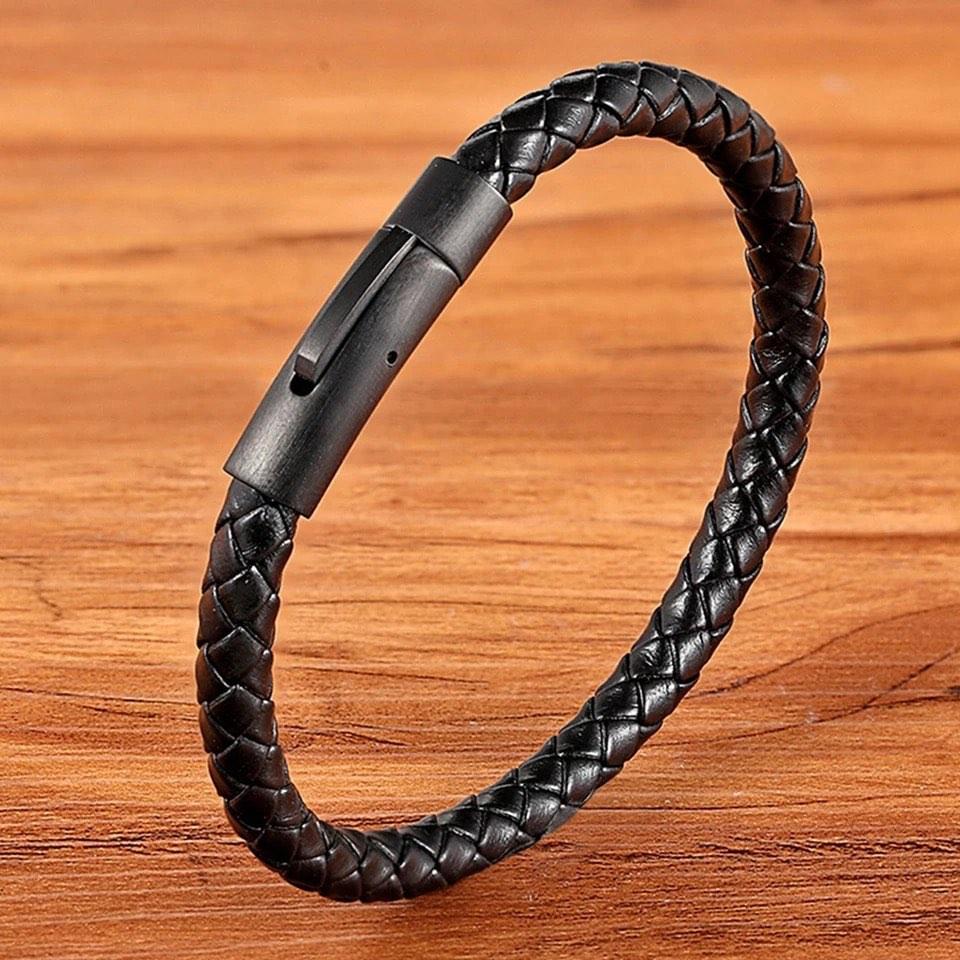 Men s woven leather bracelet Men s Fashion Watches Accessories
