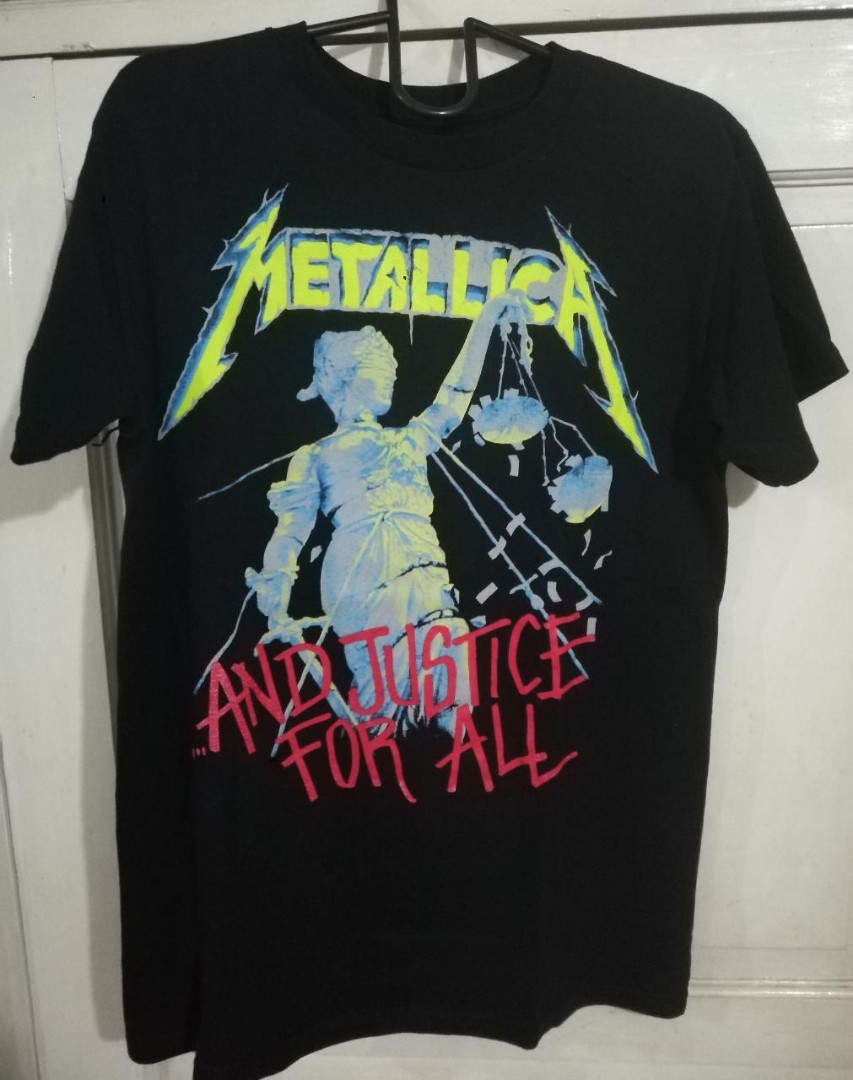 Metallica, and justice for all t shirt, Fesyen Pria, Pakaian , Atasan