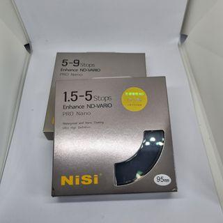 NiSi Pro Nano Enhance ND-Vario 1.5-5 stops & 5-9 stops 95mm  variable ND filter.