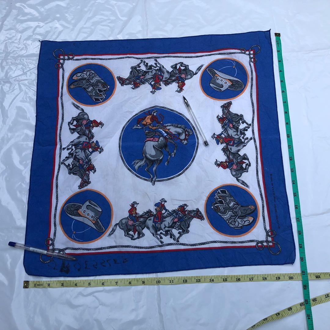 PO VINTAGE RODEO COWBOY HANDKERCHIEF 2 SETS BLACK WHITE BLUE, Men's ...