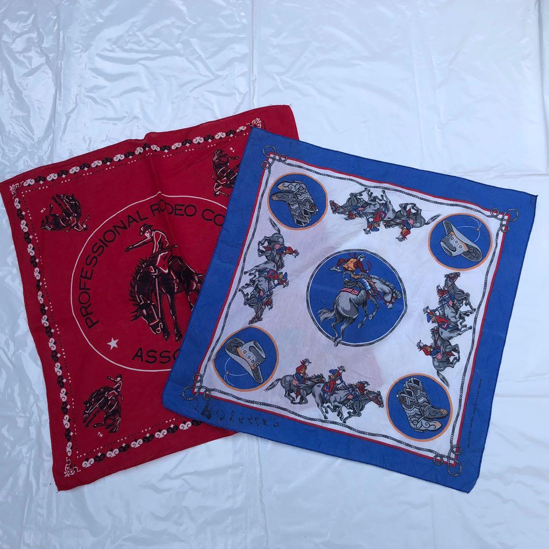PO VINTAGE RODEO COWBOY HANDKERCHIEF 2 SETS BLACK WHITE BLUE, Men's ...