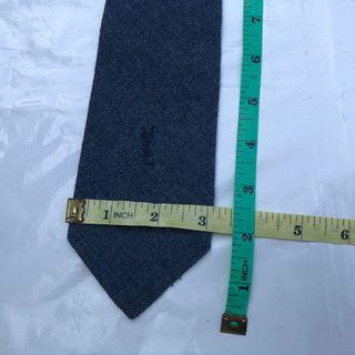 PO YSL YVES SAINT LAURENT EMBROIDERED LOGO NECK TIE GREY FORMAL BUSINESS WEAR
