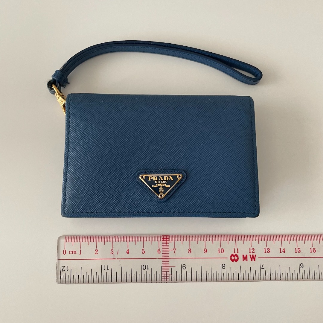 Prada 100%真貨Saffiano藍色皮革名片夾100% Authentic Prada Saffiano