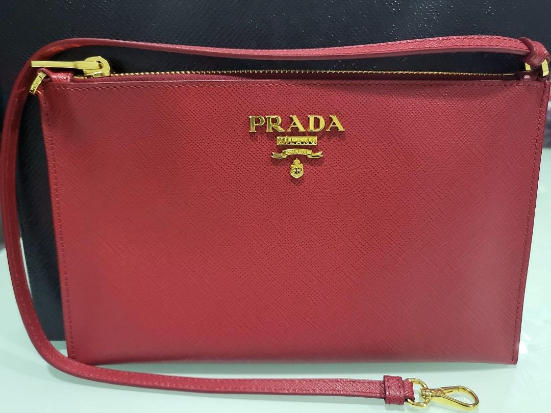 Prada red clutch best sale