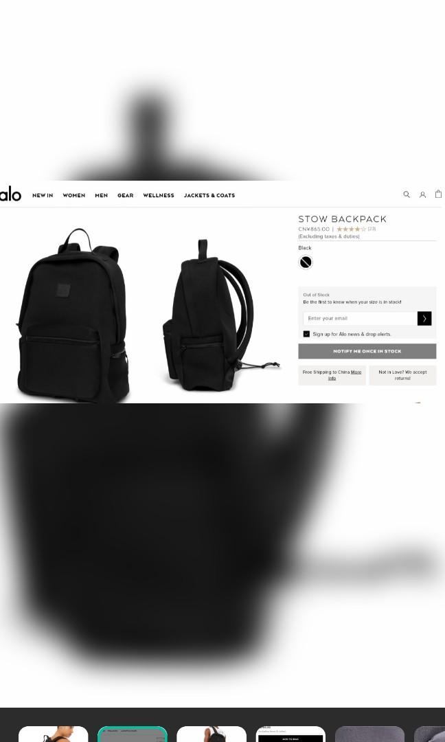Rare : (Brand New with tags)Unisex Alo Stow Backpack,more than 50% off,  Women's Fashion, Bags & Wallets, Backpacks on Carousell