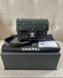 Rare Chanel Stud Mini Flap Chevron Lambskin SHW Black