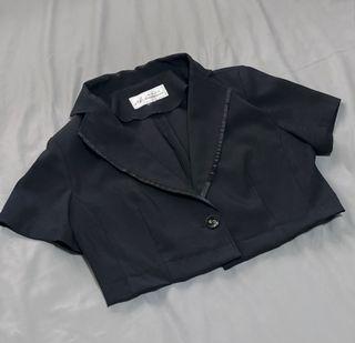 Reworked button crop short sleeve  blazer top