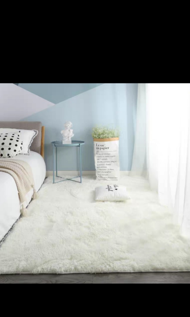 SALE! white fluffy carpet any size you want, Furniture & Home Living