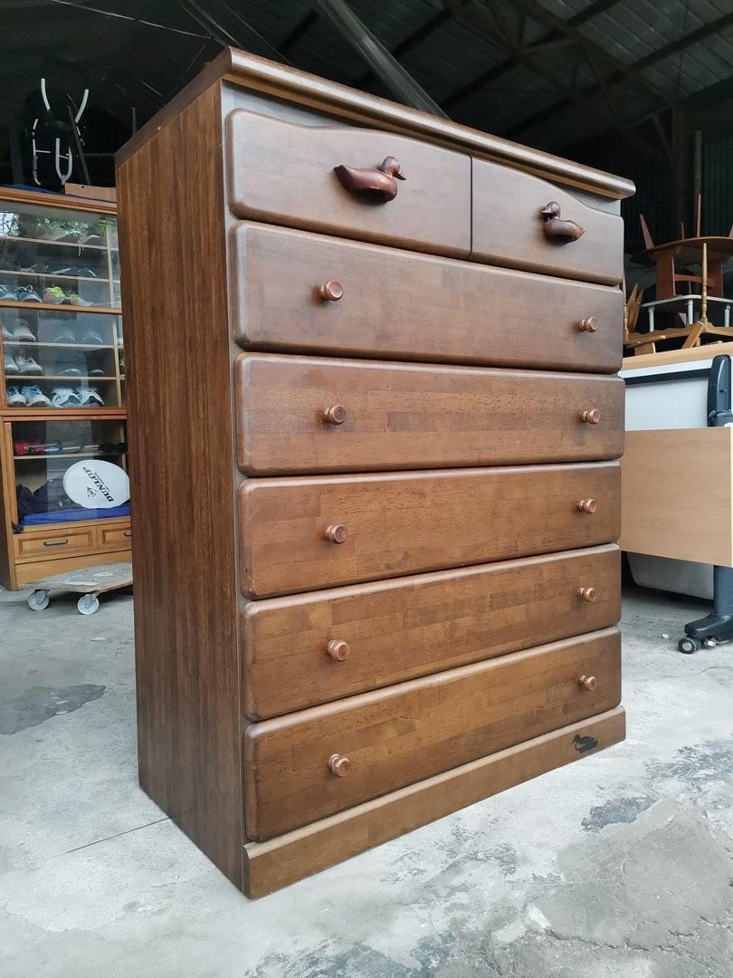 Solid wood chest drawer, Furniture & Home Living, Furniture, Shelves, & Racks on Carousell