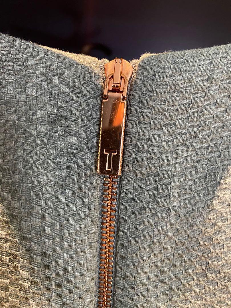 TED BAKER work dress green with rose gold zip