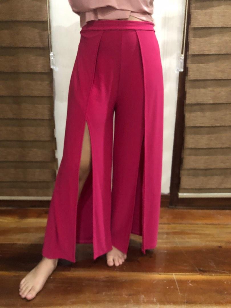 THICK!! Hot Pink Flowy Pants with slits 