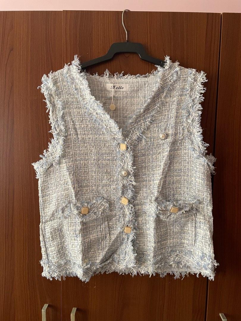 Tweed vest, Women's Fashion, Tops, Sleeveless on Carousell