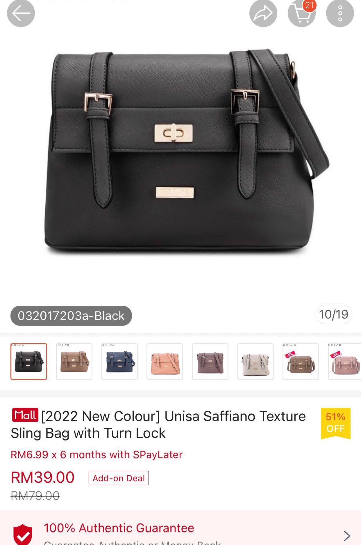 UNISA SAFFIANO SLING BAG BLACK Luxury Bags Wallets on Carousell