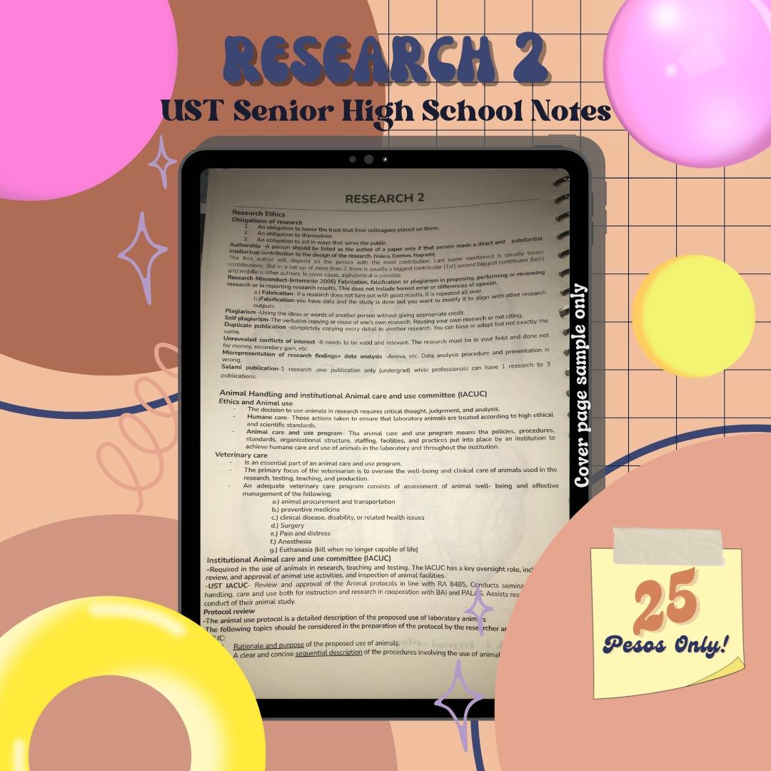 UST SHS NOTES [Research 1 and 2 for Grade 11] - With Tips, Sample ...