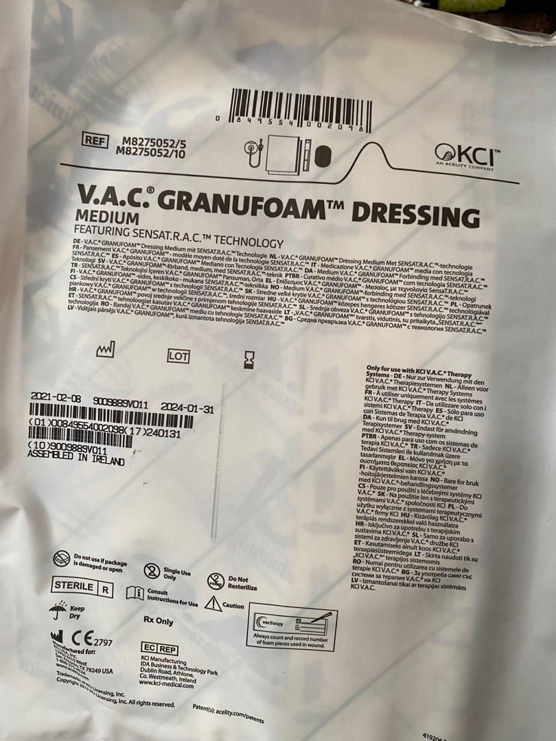 V.A.C. GRANUFOAM Medium Dressing Kit, Health & Nutrition, Medical