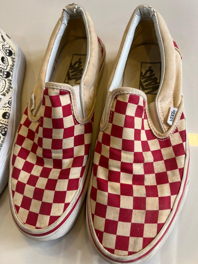 Red and sales cream checkered vans