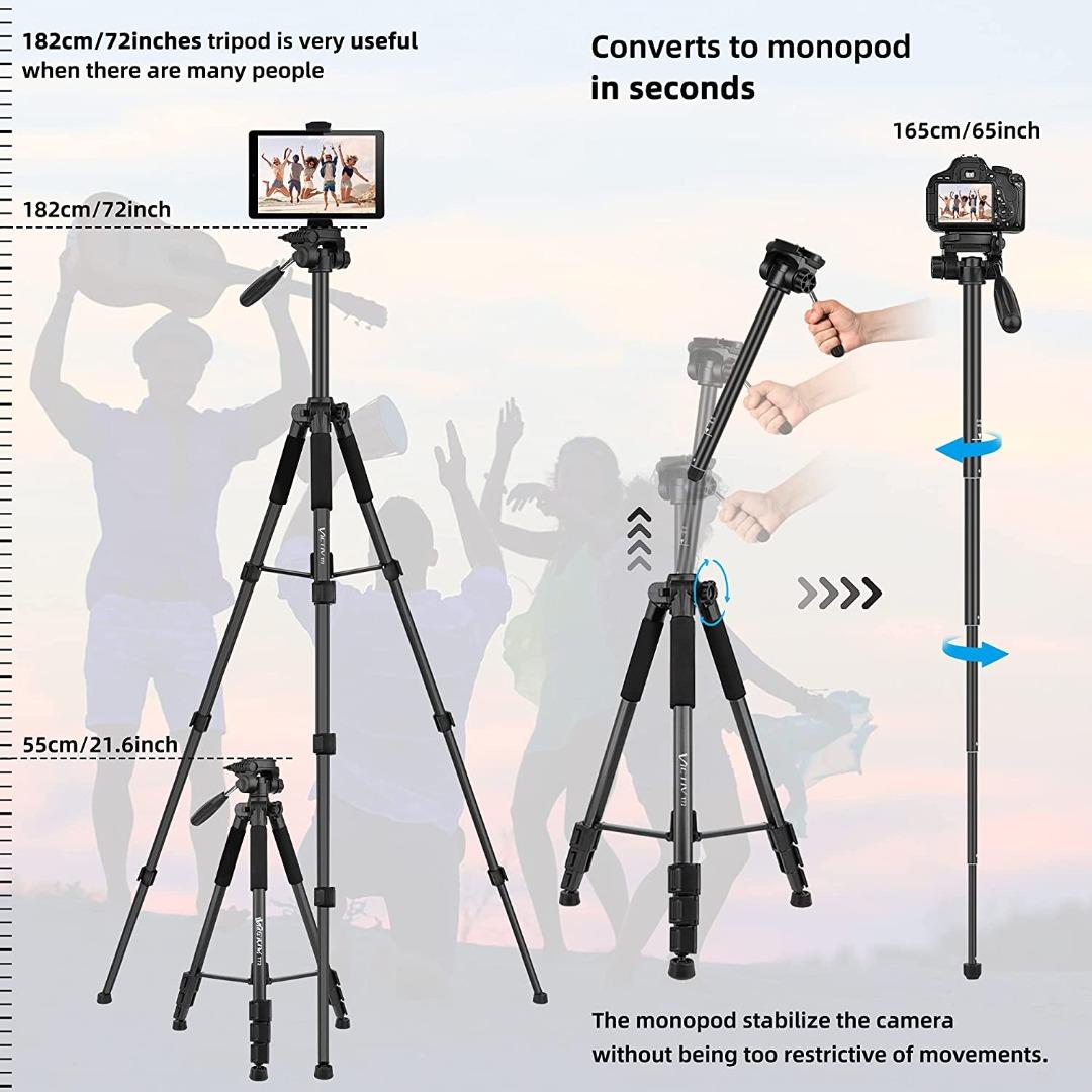 Victiv Camera & Tablet Tripod 2in1 Tripod Monopod 72 inches with 2