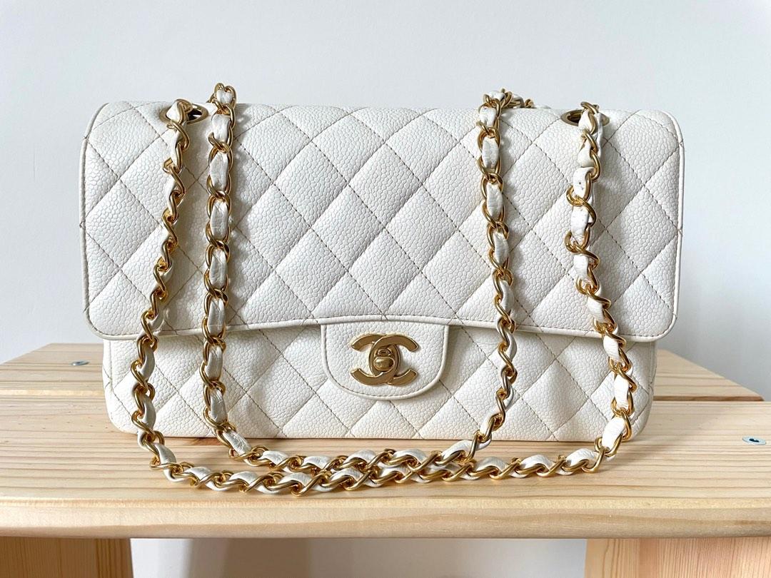 Chanel white caviar flap bag shop