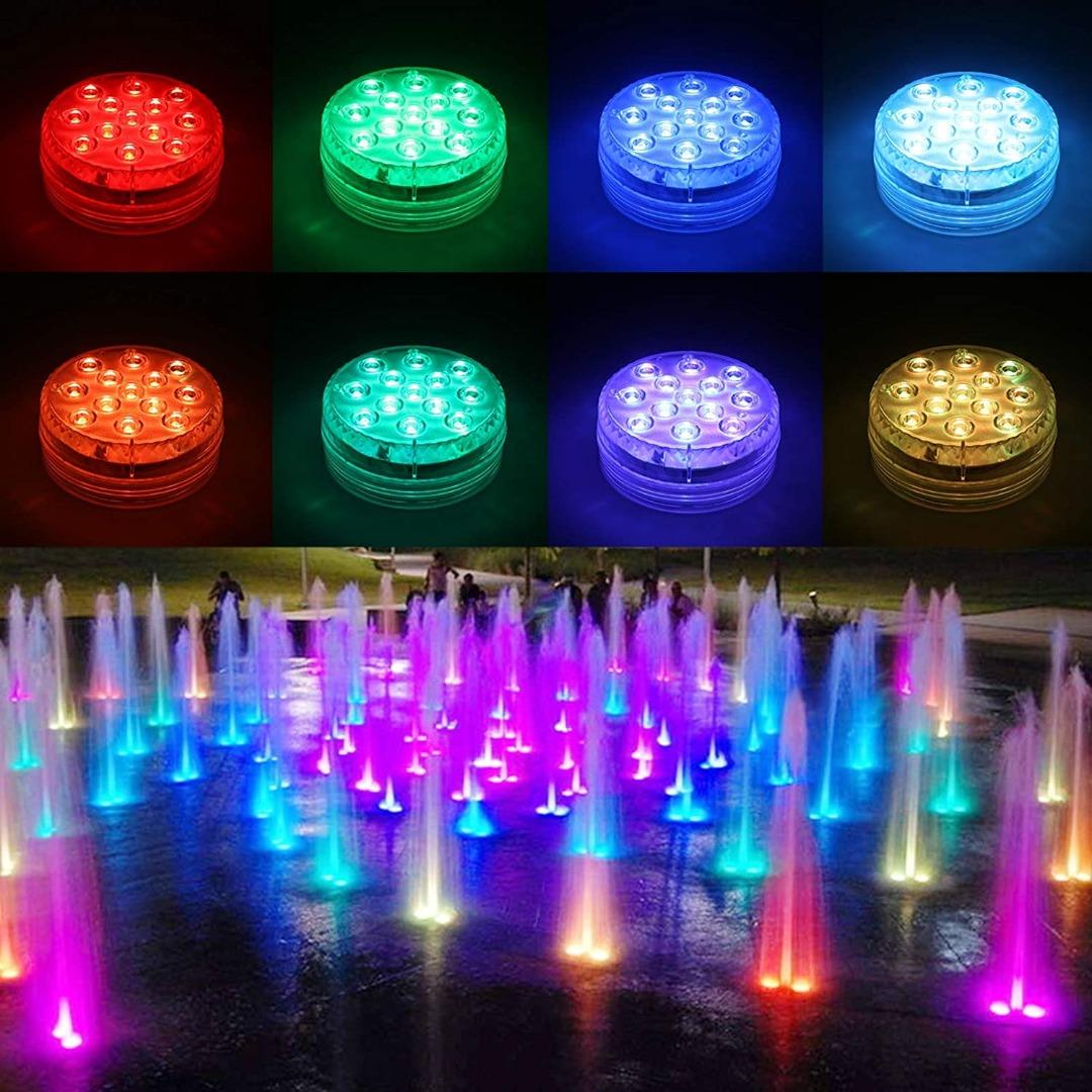 Hitopin Subersible LED Lights, 4PCS Waterproof Underwater Reote Controlled Battery Operated - View #2