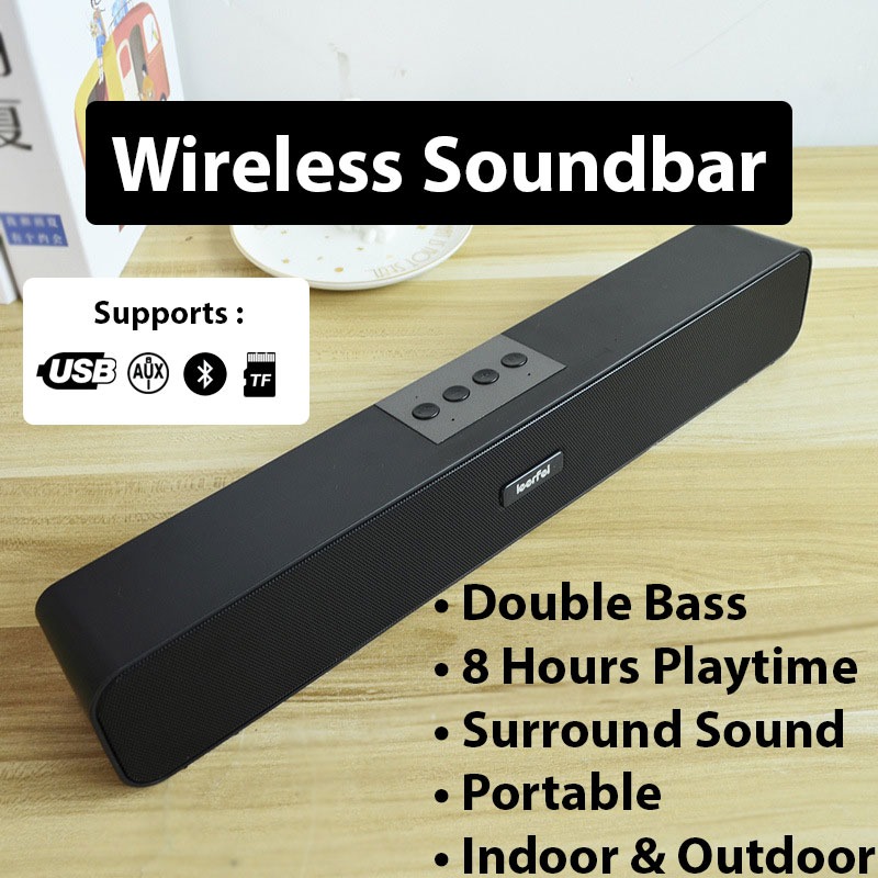 Wireless Soundbar Speaker Dual Bass Surround Sound Stereo Gaming
