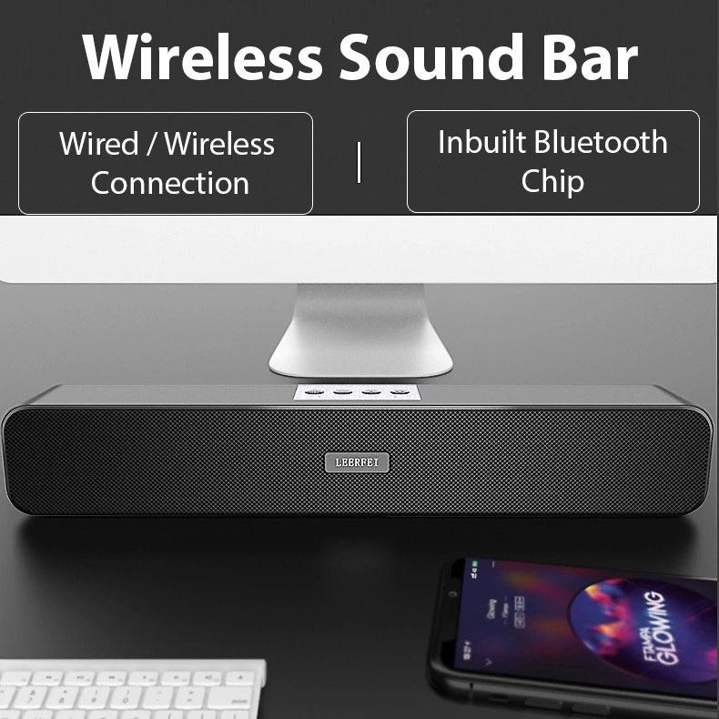 Wireless Soundbar Speaker Dual Bass Surround Sound Stereo Gaming