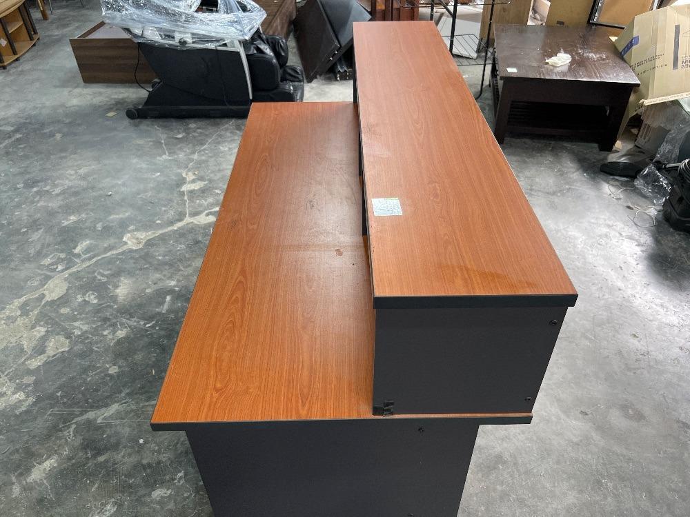 Wooden Office Counter Table Orange Brown Colour / Meja Kaunter Pejabat