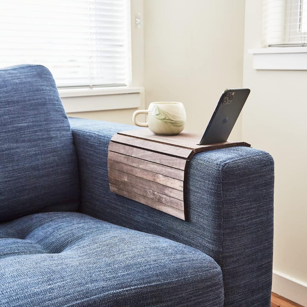 Wooden Sofa Arm Tray by NordEagle Grey Couch Tray with Phone Slot