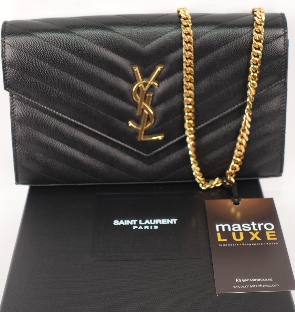 Yves Saint Laurent Black Leather Cassandre Matelasse WOC