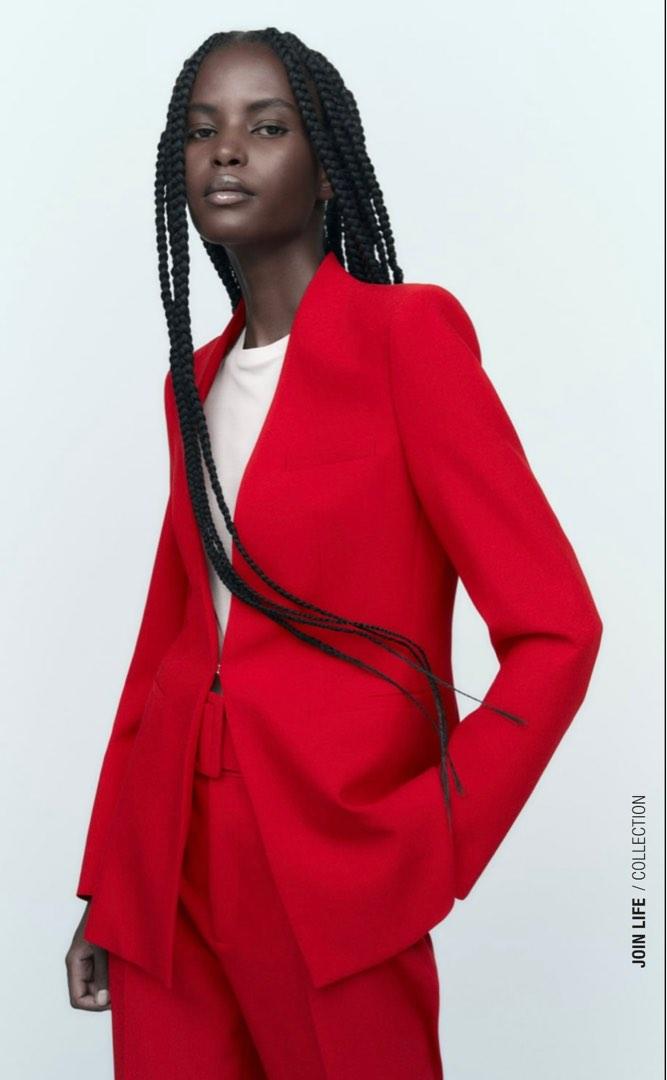 Zara basic red blazer