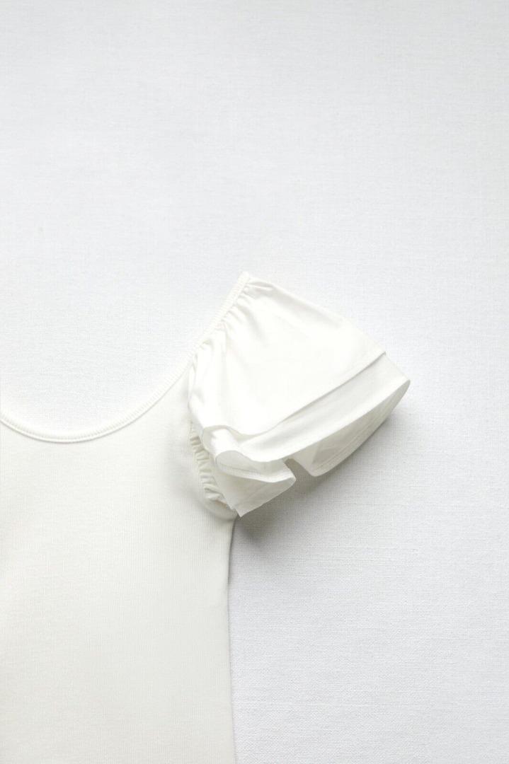 ZARA Contrast Bodysuit w/ruffles, Women's Fashion, Tops, Others Tops on