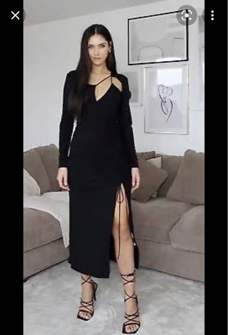 zara gathered asymmetric neckline dress