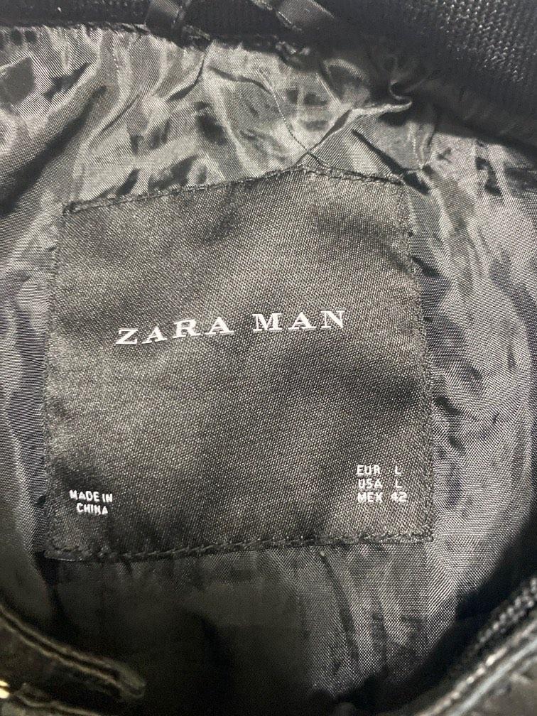 Zara Men Bomber Baseball Puffer Jacket Black, Men's Fashion, Coats, Jackets and Outerwear on