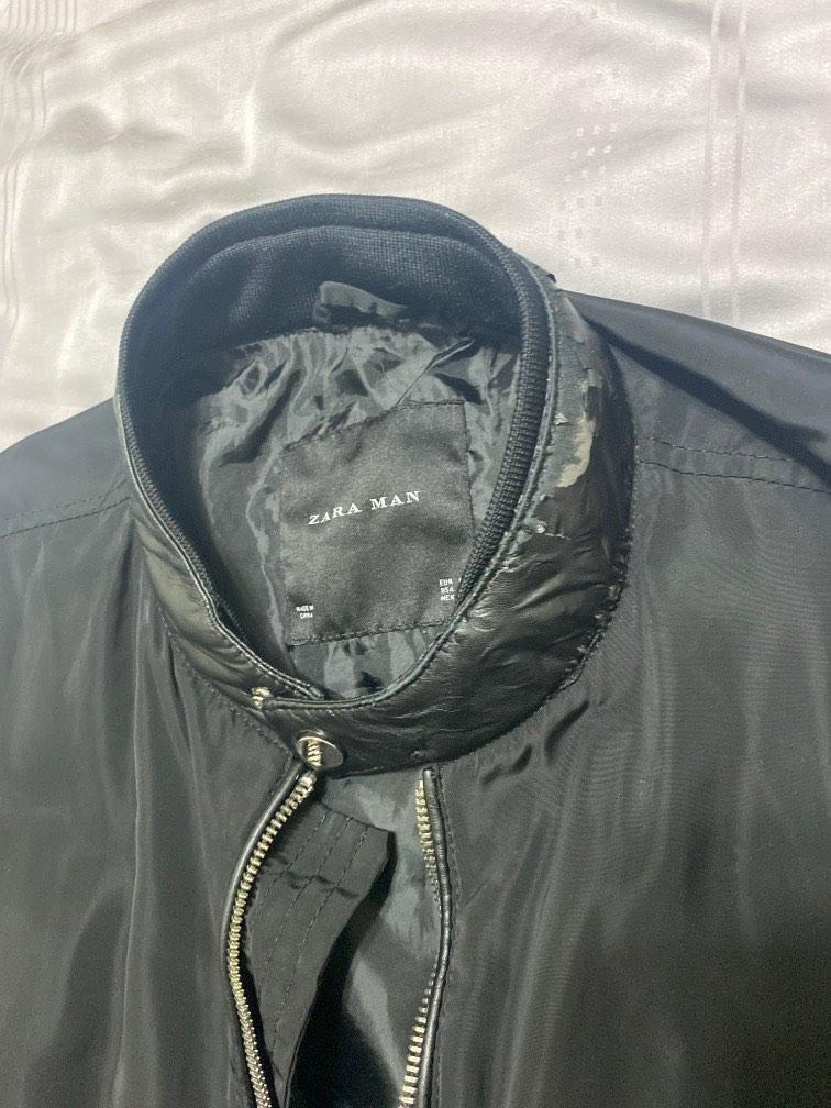 Zara Men Bomber Baseball Puffer Jacket Black, Men's Fashion, Coats, Jackets and Outerwear on