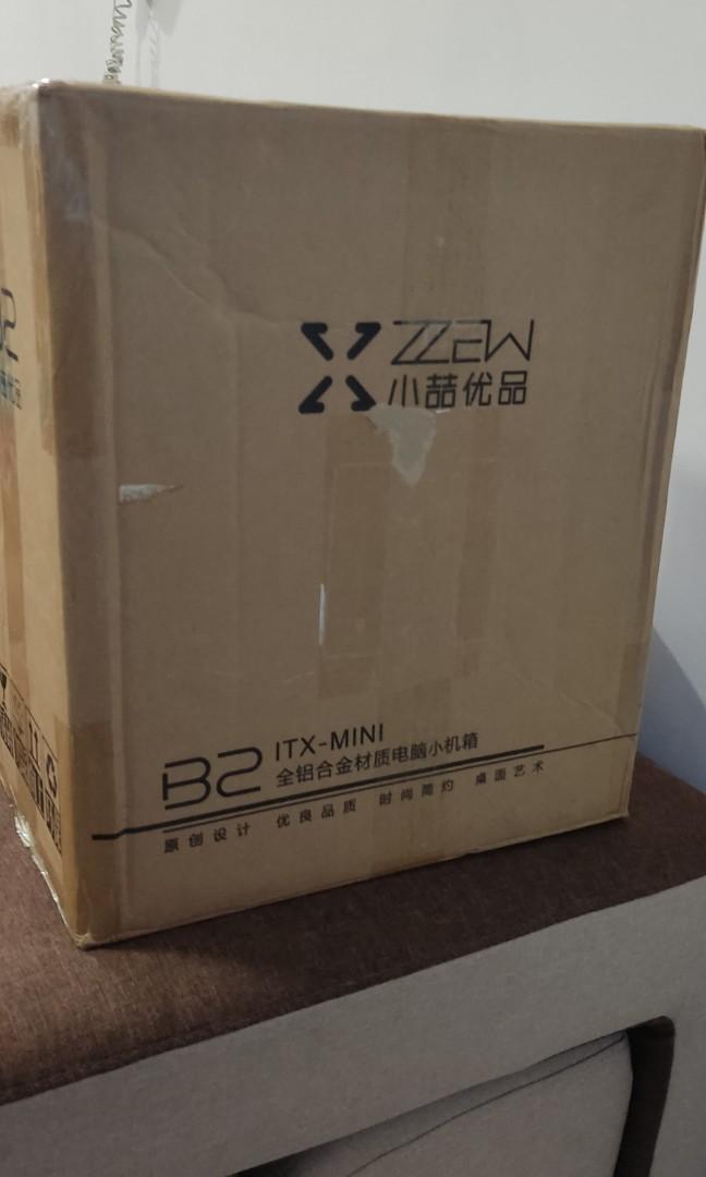 ZZAW B2 itx case with riser and 2 120mm fan and box, Computers & Tech