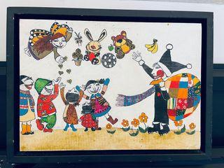 100% real new 36cm x 25cm Carrie Chau Drawing 鄒藴盈 blind fly black sheep Homeless oil on canvas 原畫油彩Affordable Arts  KAWS Michael Lau